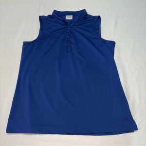 Birdies and Bows Pin High Golf Polo Ruffled Neck Navy Blue Women's Size Large